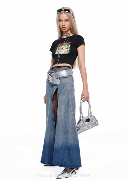 Custom Christmas Puppy Y2K Baby Tee Cherrykitten