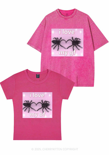Love My Spider BF GF Y2K Valentine's Day Couple Shirt Cherrykitten