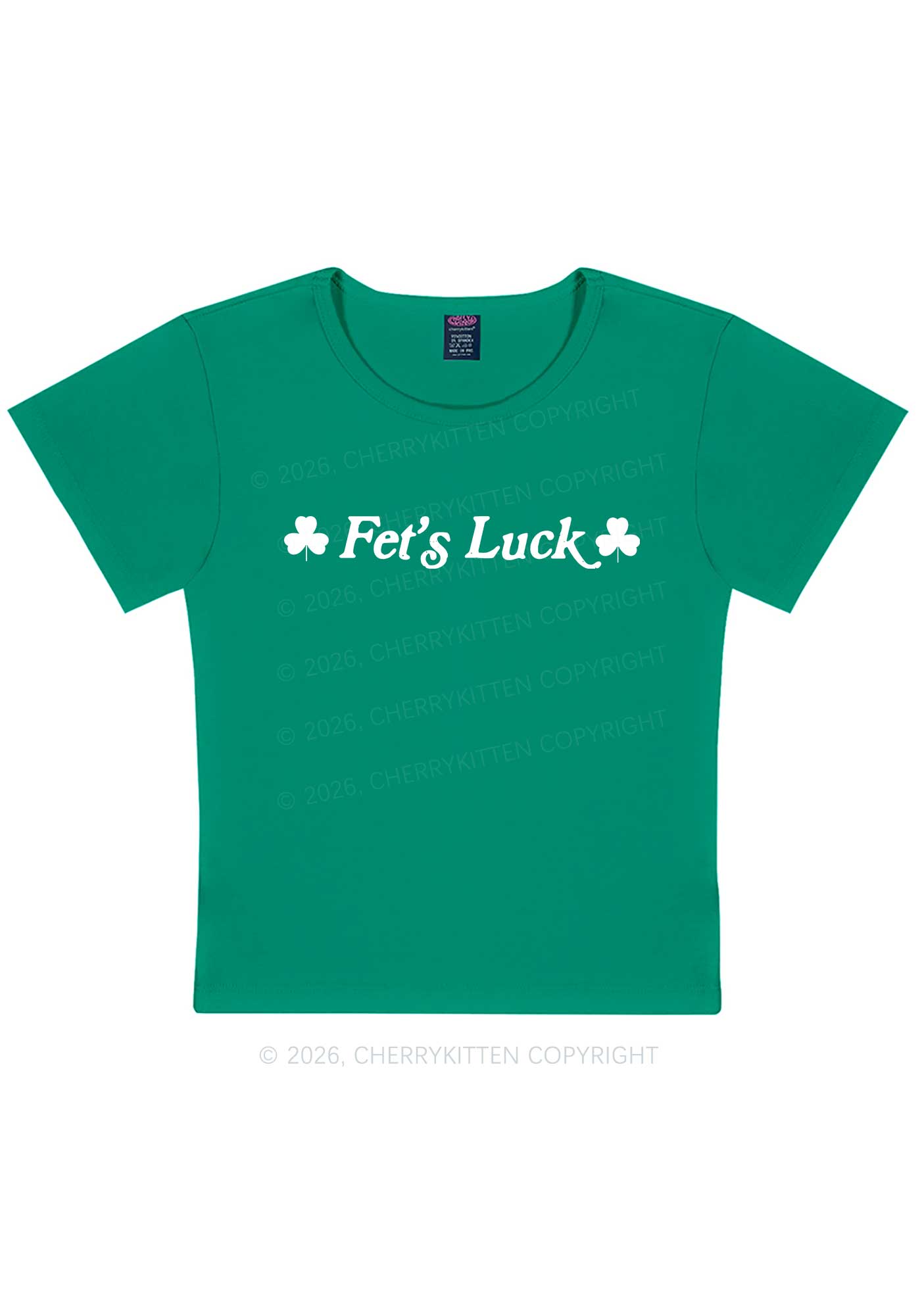 Fets Luck St Patricks Y2K Baby Tee Cherrykitten