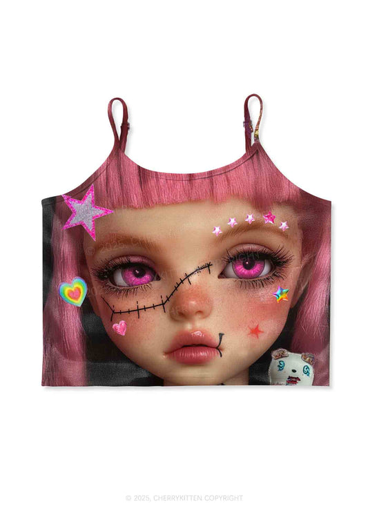 Pink Doll Y2K Print Cami Crop Top Cherrykitten