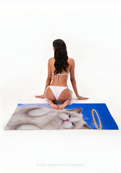 Angel Cat Y2K Beach Towel Cherrykitten