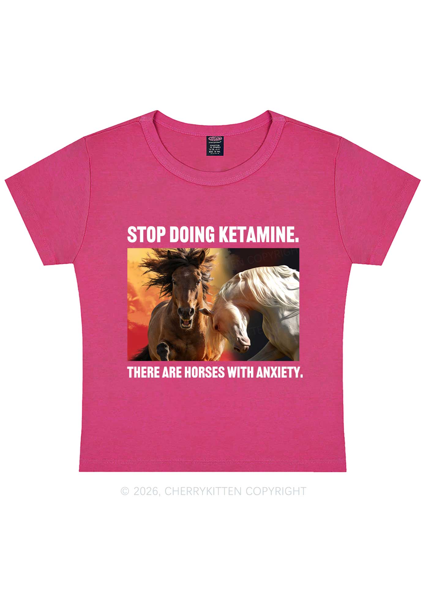 There Are Horses With Anxiety Y2K Baby Tee Cherrykitten
