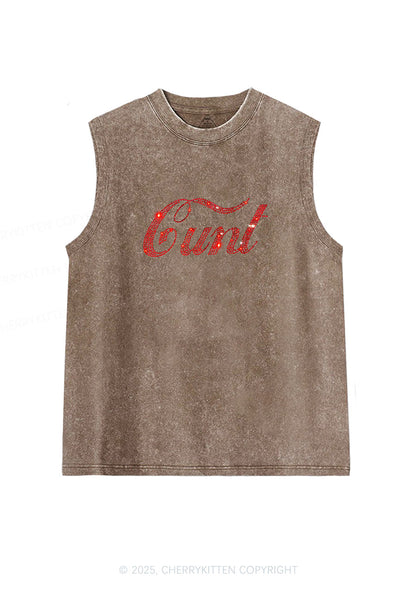 Rhinestone Special Cxxt Y2K Washed Muscle Tank Cherrykitten