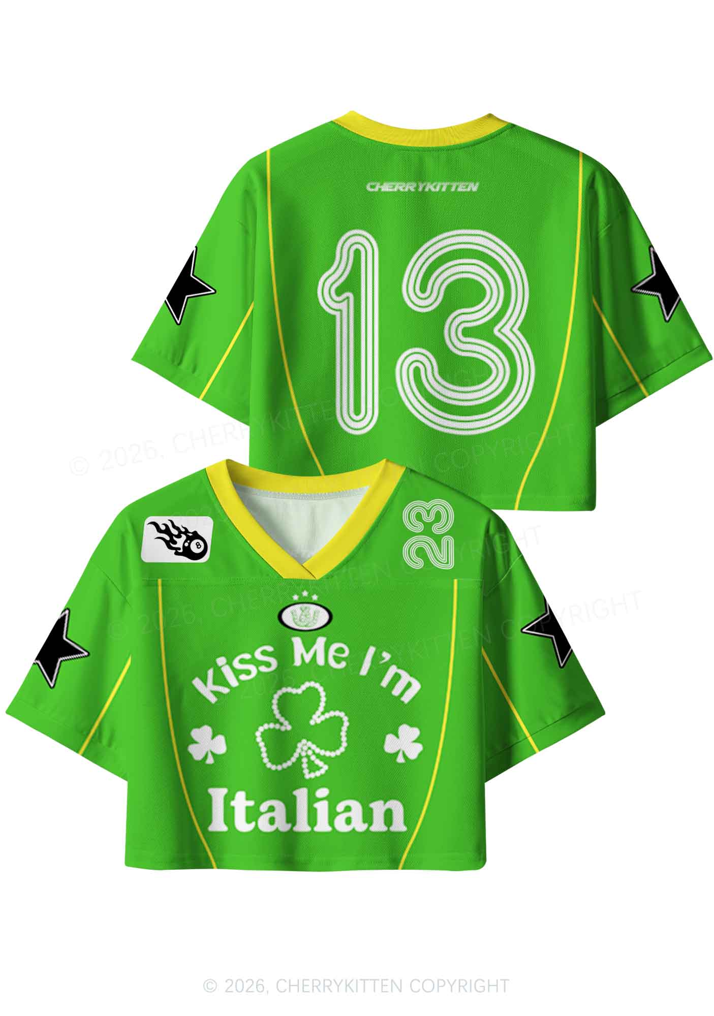 Custom Kiss Me Im Italian St Patricks Y2K Crop Sport Jersey Shirts Cherrykitten