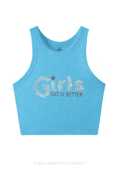 Rhinestone Girls Eat It Better Pride Y2K Crop Tank Top Cherrykitten