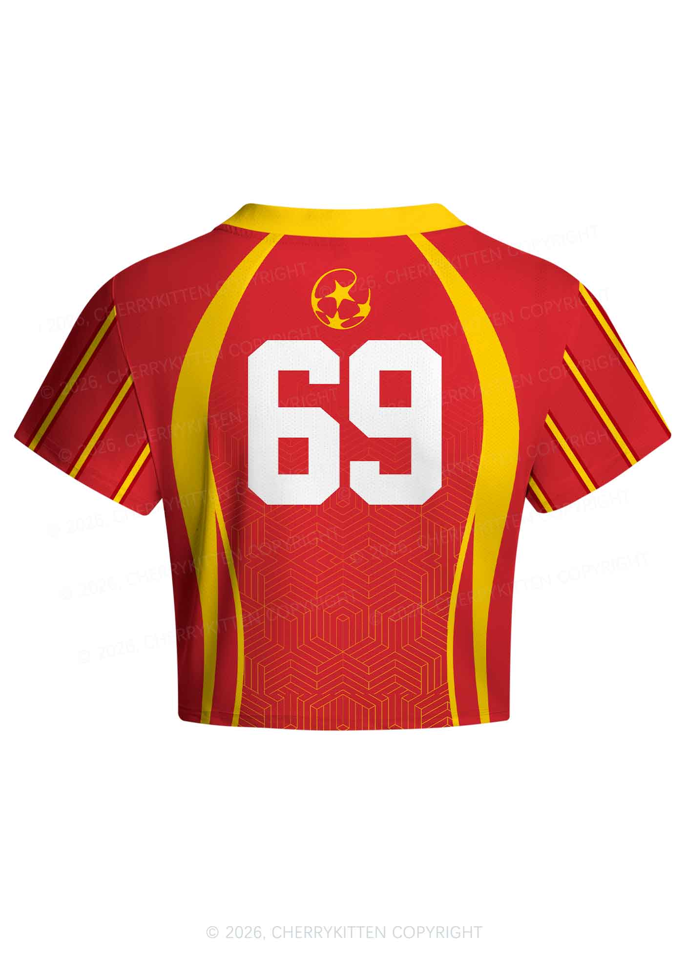 Custom Red Yellow Geometric Y2K Crop Football Jersey Shirts Cherrykitten
