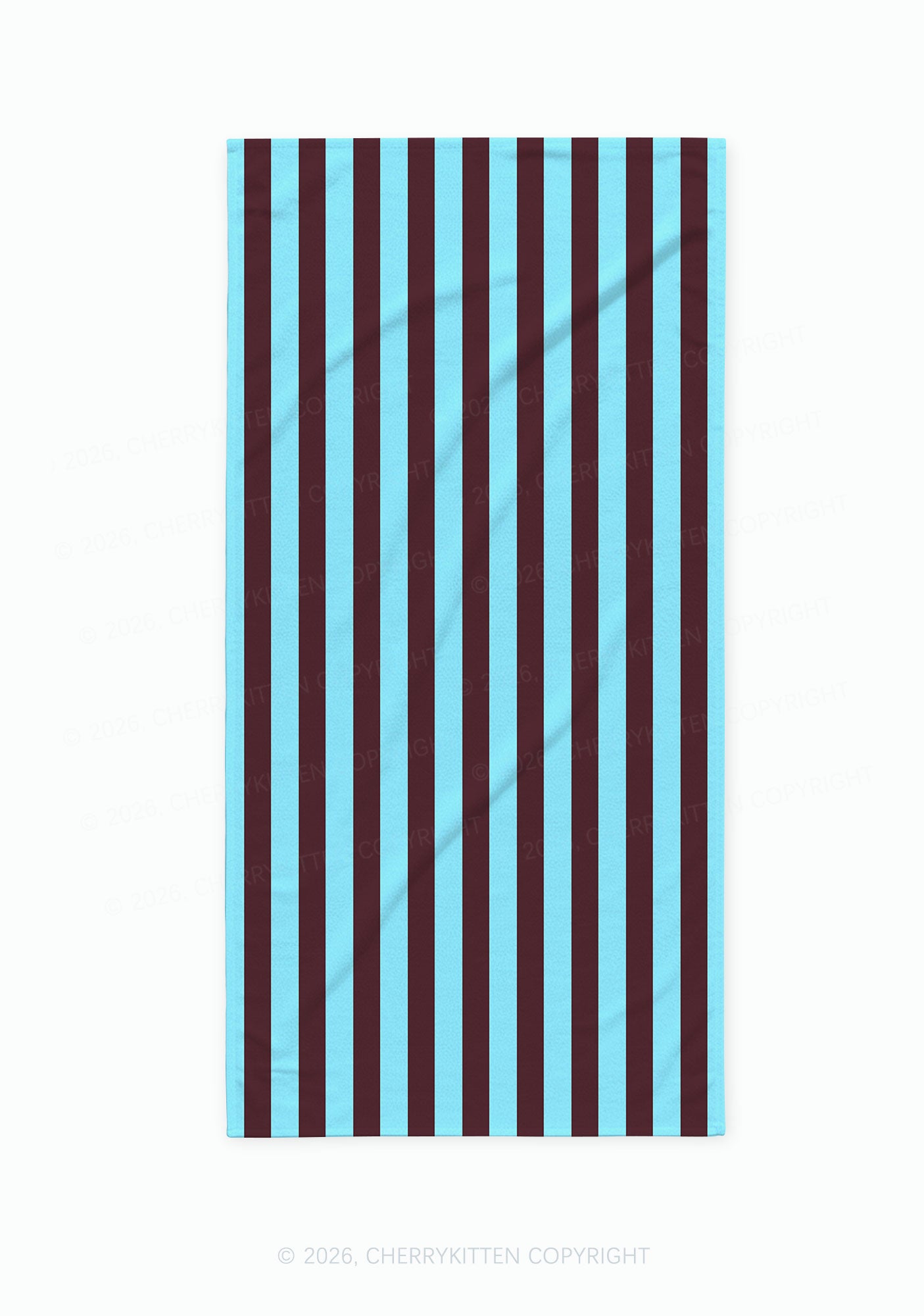 Blue Brown Stripes Y2K Beach Towel Cherrykitten