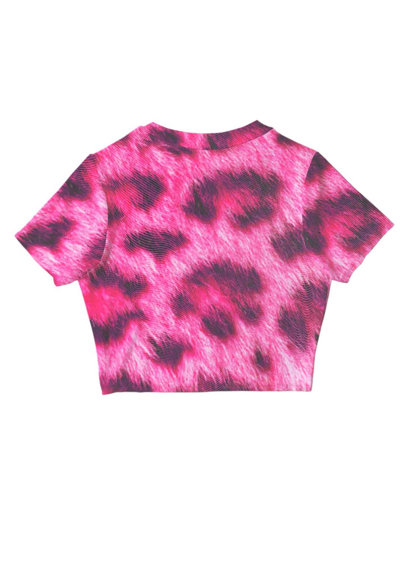 Pink Leopard Cxxt Y2K Mesh Crop Top Cherrykitten