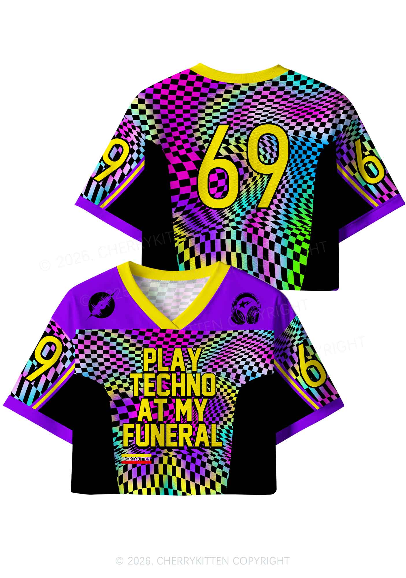 Play Techno At My Funeral Y2K Crop Sport Jersey Shirts Cherrykitten