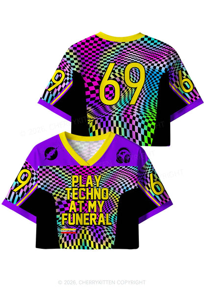 Play Techno At My Funeral Y2K Crop Sport Jersey Shirts Cherrykitten