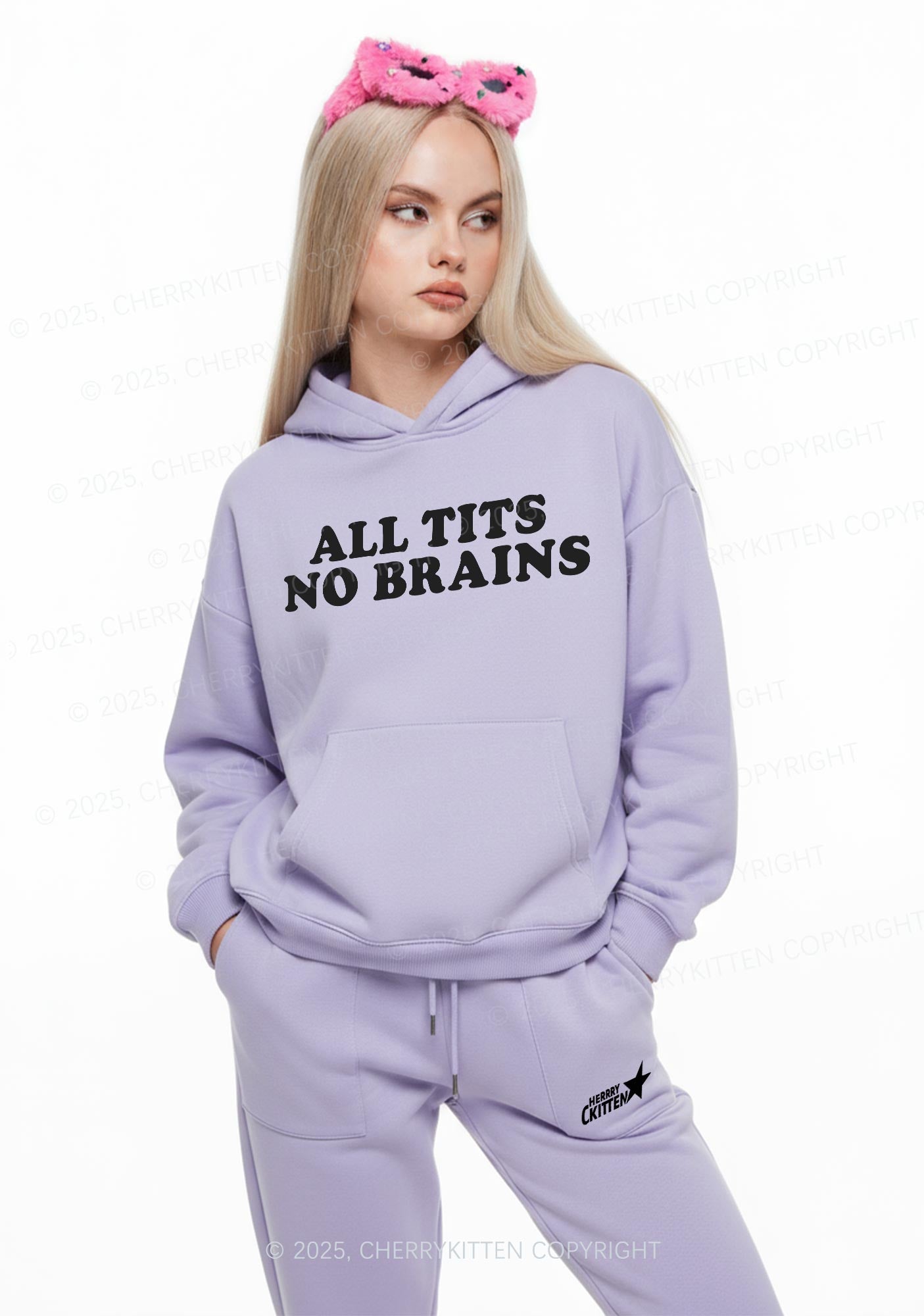 All Txts No Brains Y2K Fleece Hoodie Set Cherrykitten