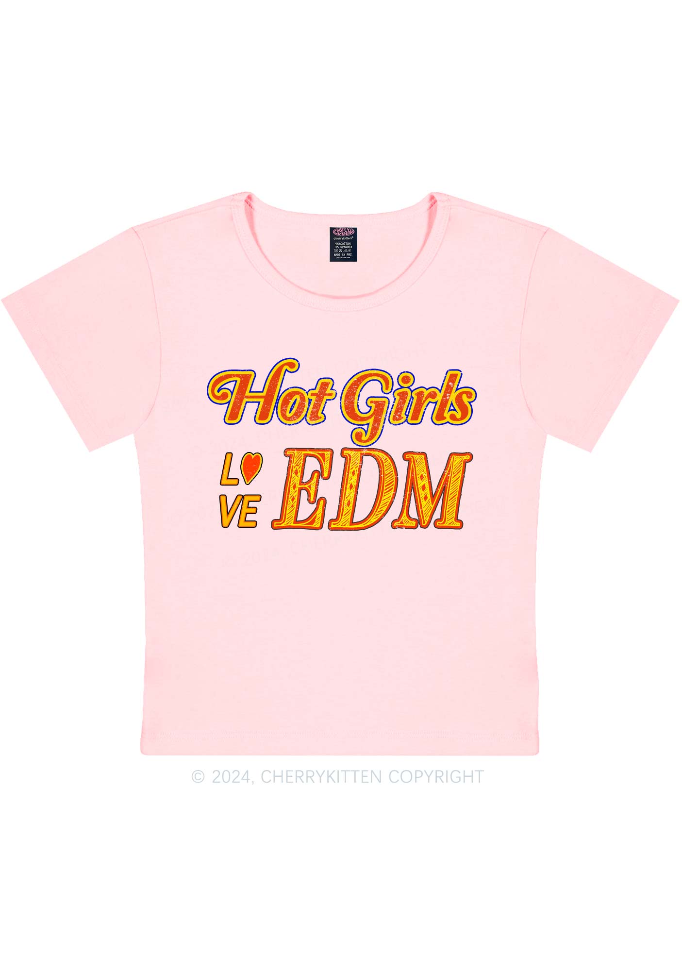 Hot Girls Love Edm Y2K Baby Tee Cherrykitten