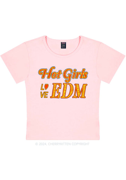 Hot Girls Love Edm Y2K Baby Tee Cherrykitten