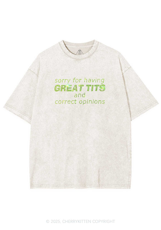 Rhinestone Sorry For Having Correct Opinions Y2K Shirts Washed Tee Cherrykitten