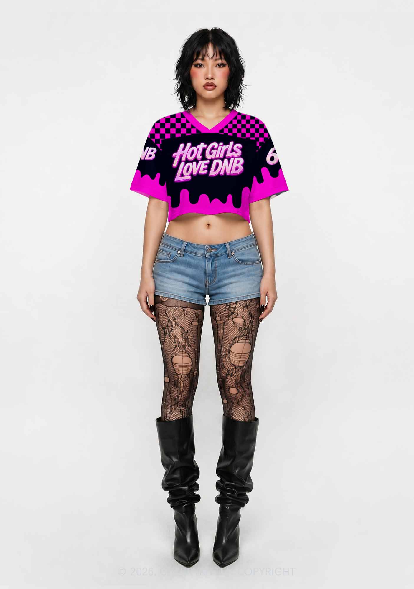 Hot Girls Love DNB Y2K Crop Sport Jersey Shirts Cherrykitten