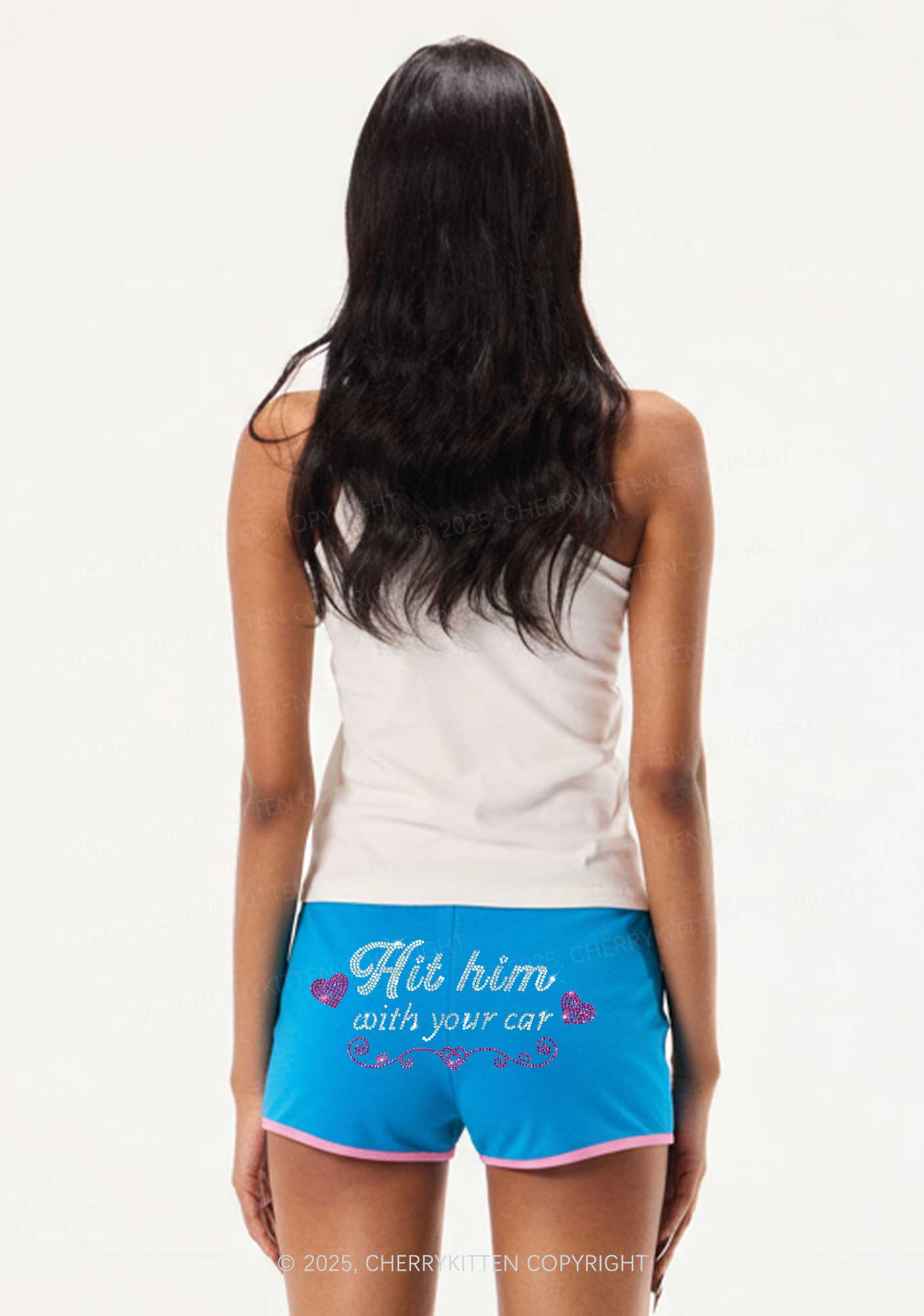 Rhinestone Hit Him Y2K Booty Shorts Cherrykitten