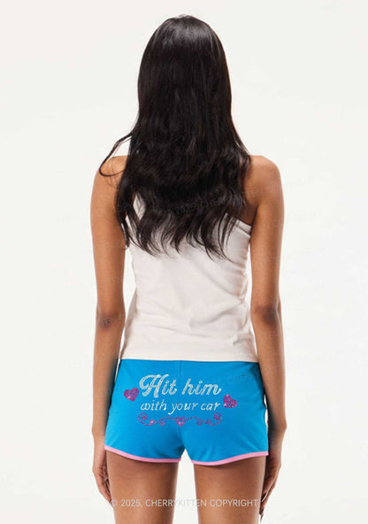 Rhinestone Hit Him Y2K Booty Shorts Cherrykitten