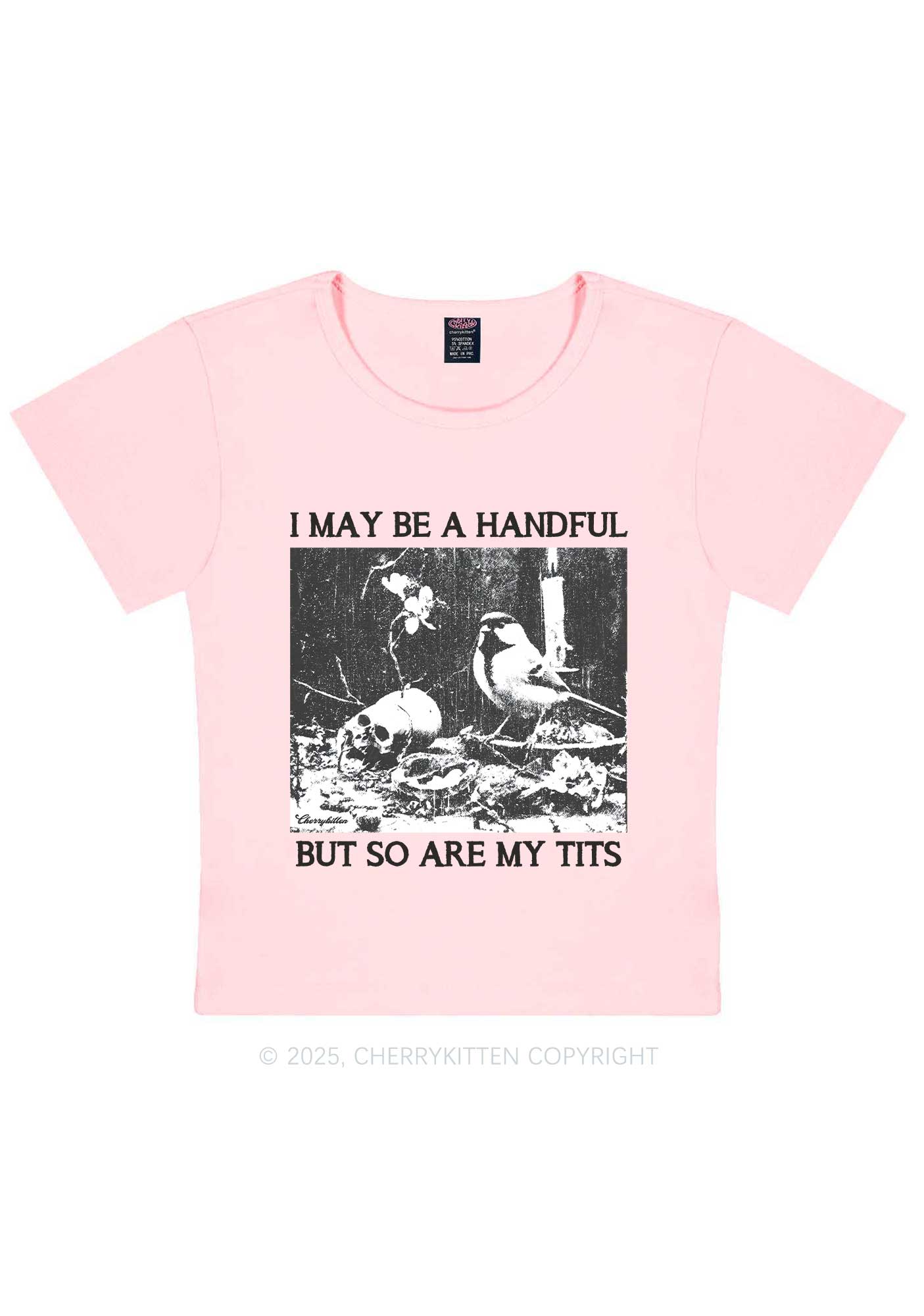 Halloween I May Be A Handful Y2K Baby Tee Cherrykitten