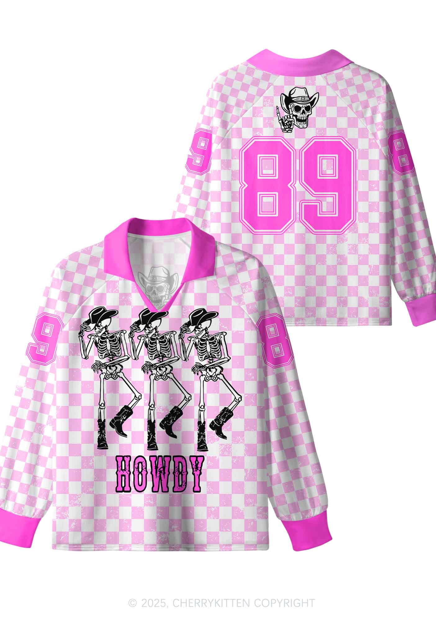 Custom Halloween Howdy Dancing Skeletons Y2K Long Sleeve Sport Jersey Shirts Cherrykitten