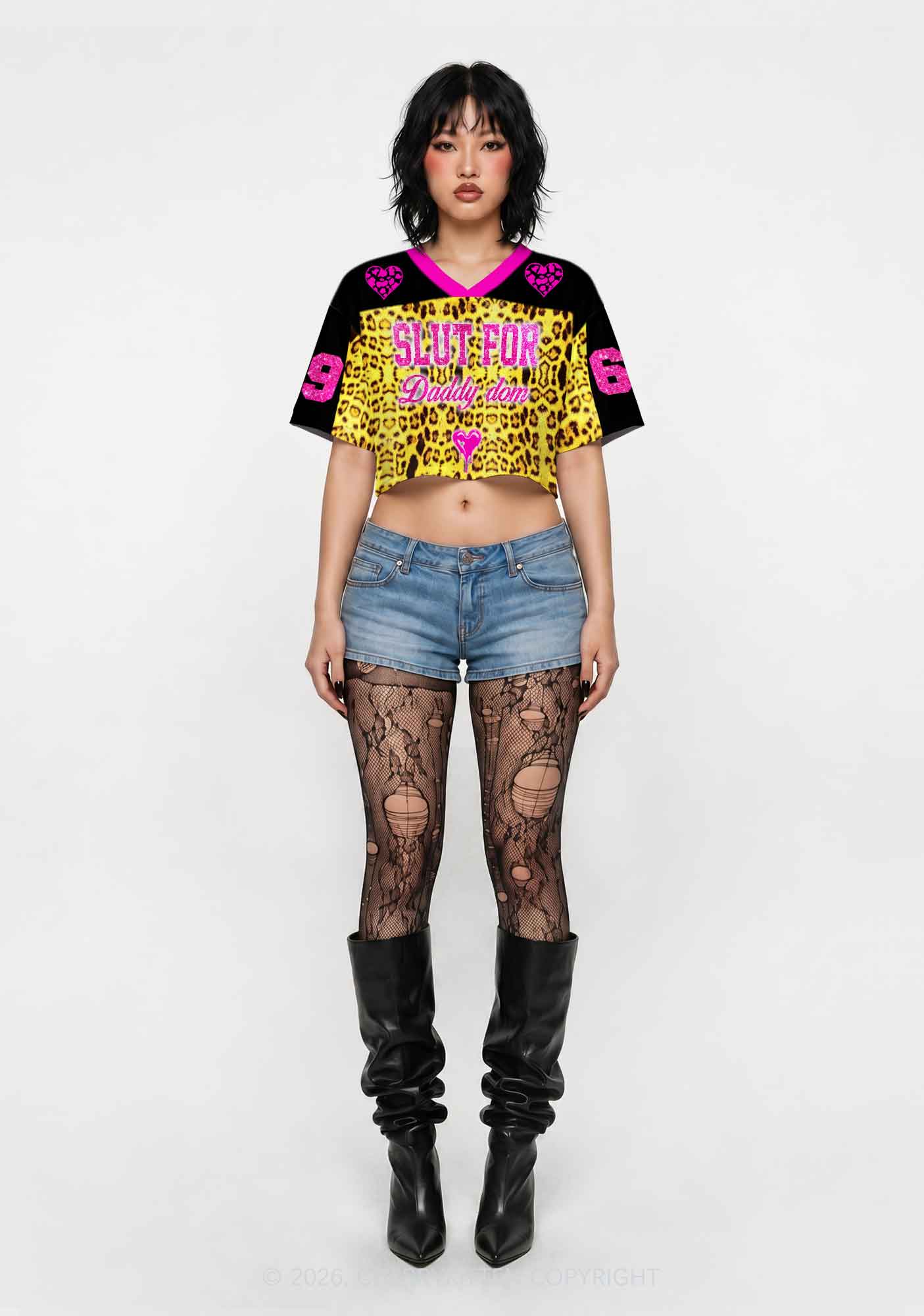 Slxt For Daddy Dom Leopard Y2K Crop Sport Jersey Shirts Cherrykitten