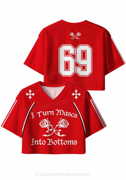 I Turn Mascs Into Bottoms Pride Y2K Crop Sport Jersey Shirts Cherrykitten