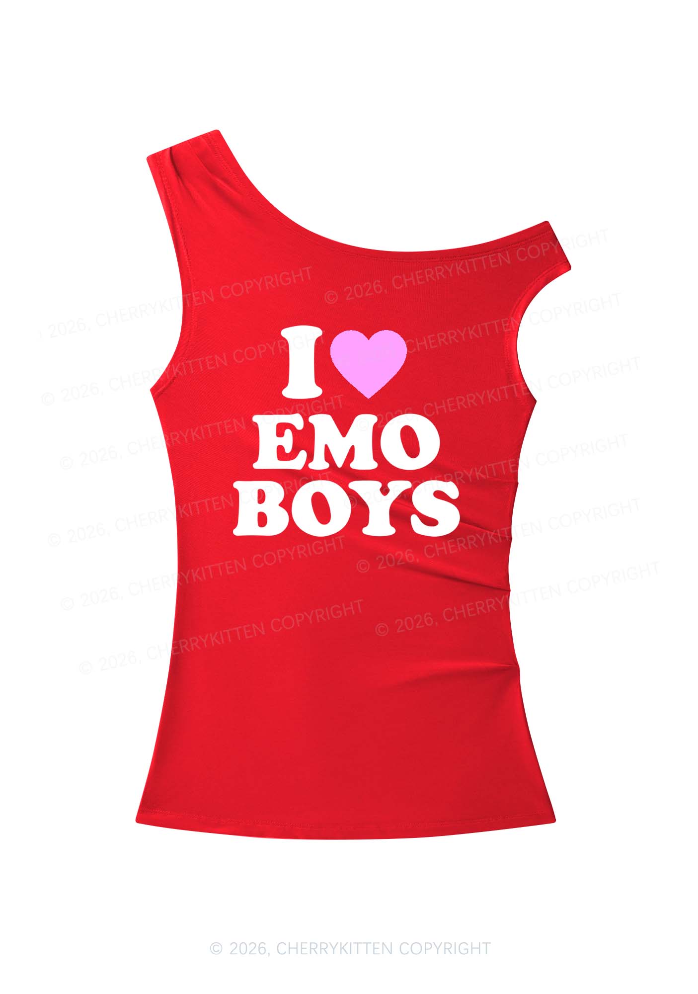 I Love Emo Boys Y2K Off Shoulder Tank Top Cherrykitten