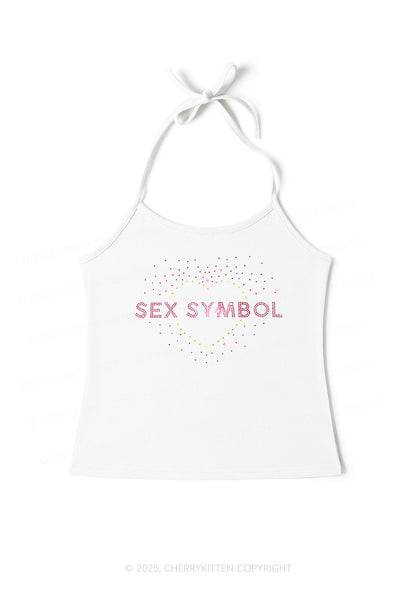 Rhinestone Sx Symbol Y2K Halter Neck Cami Cherrykitten