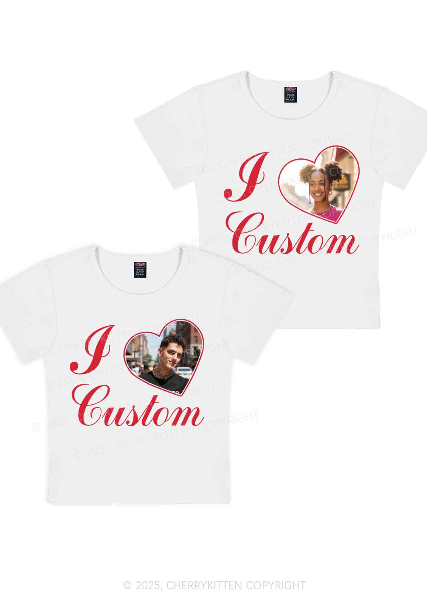 I Love Custom Heart Photo Y2K Valentine's Day Baby Tee Cherrykitten