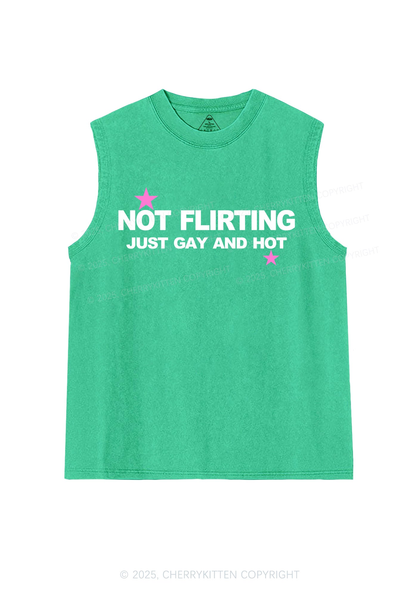 Not Flirting Pride Y2K Washed Muscle Tank Cherrykitten