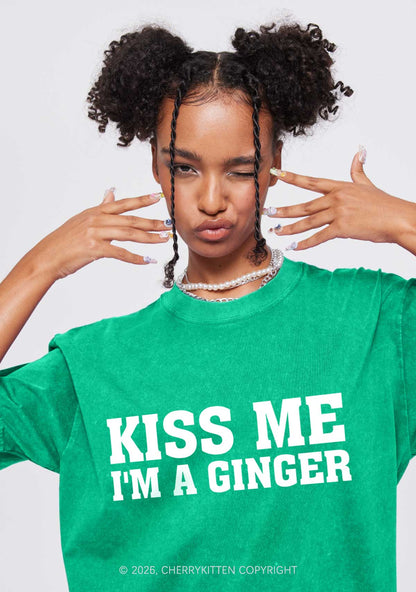 Kiss Me Im Ginger St Patricks Y2K Washed Tee Cherrykitten