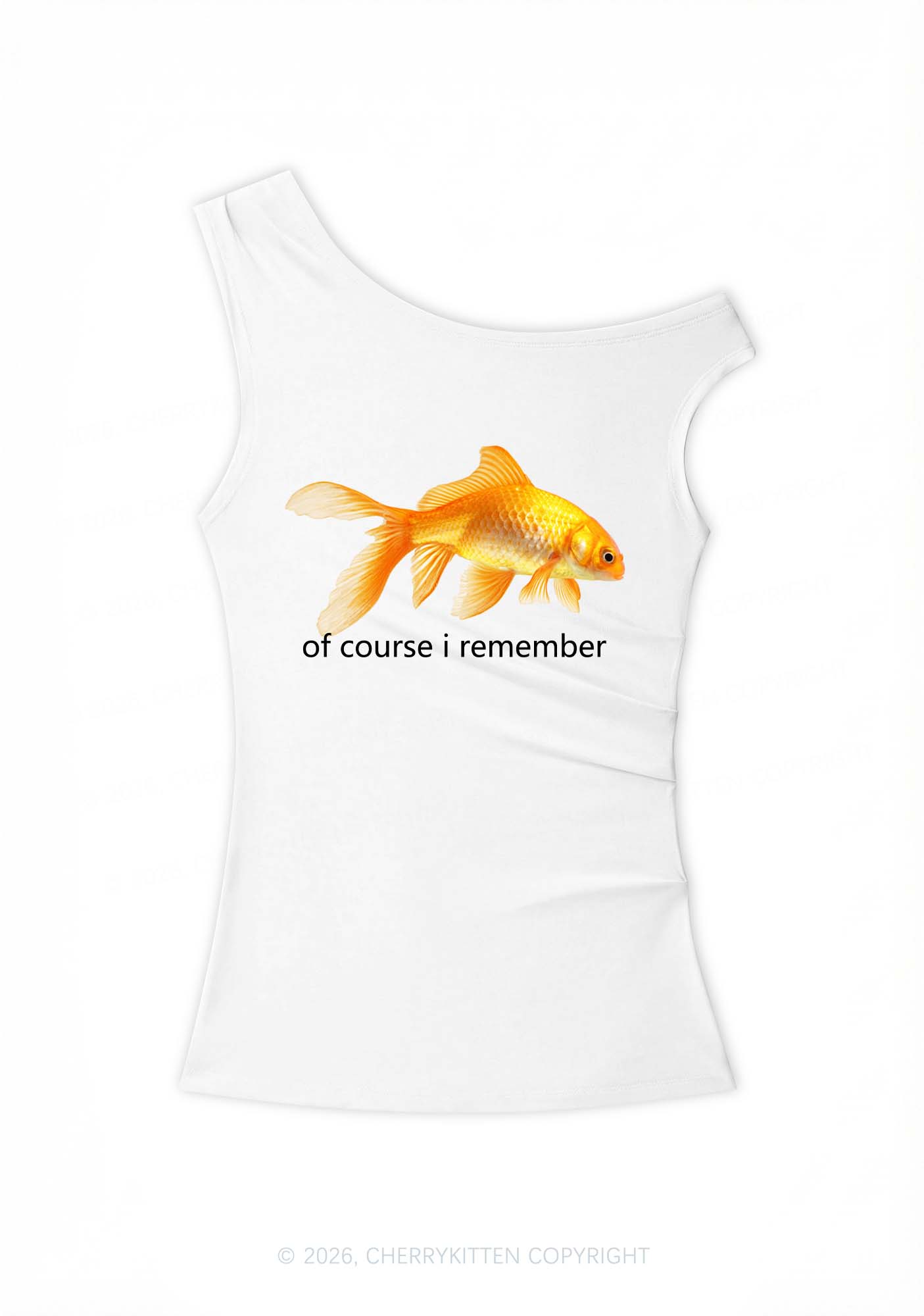 I Remember Goldfish Y2K Off Shoulder Tank Top Cherrykitten