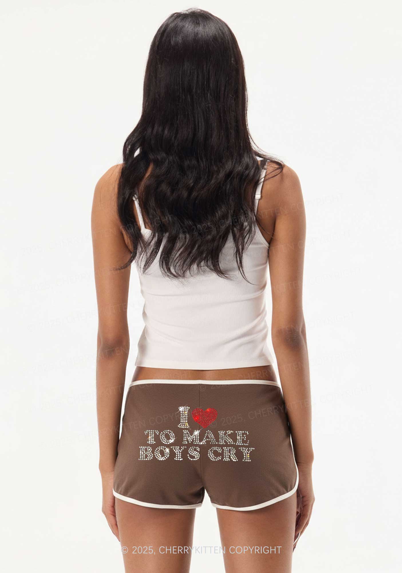 Rhinestone Love To Make Boys Cry Y2K Booty Shorts Cherrykitten