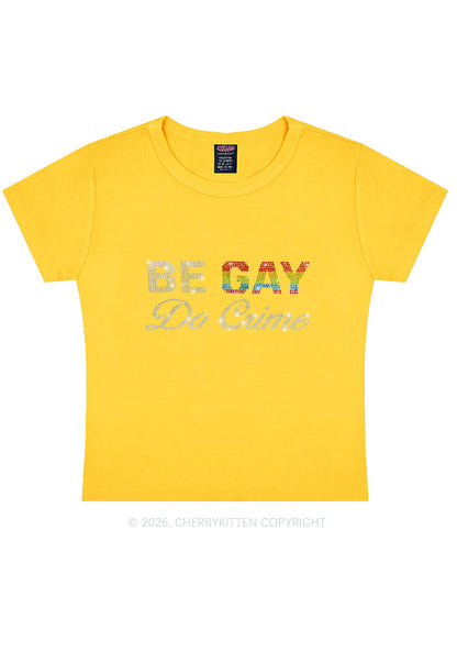 Rhinestone Be Gay Do Crime Pride Y2K Baby Tee Cherrykitten