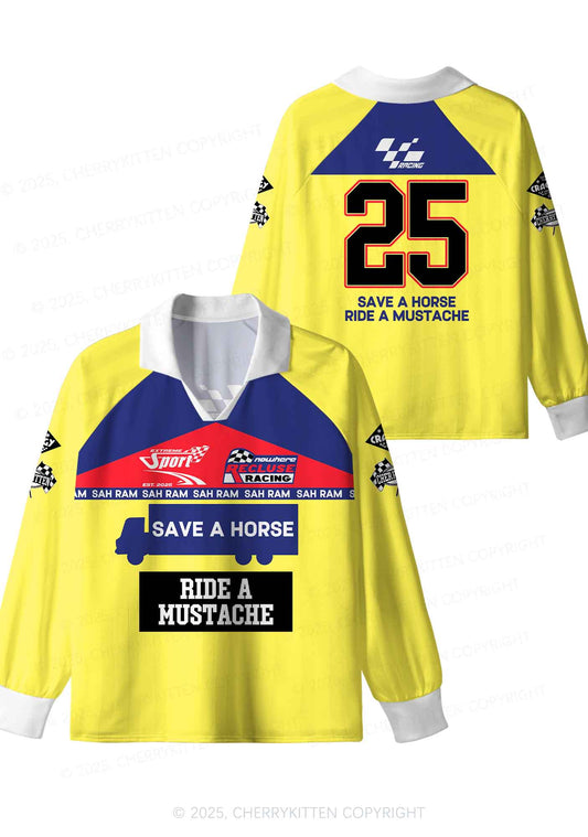Custom Ride A Mustache Y2K Sport Long Sleeve Jersey Shirts Cherrykitten