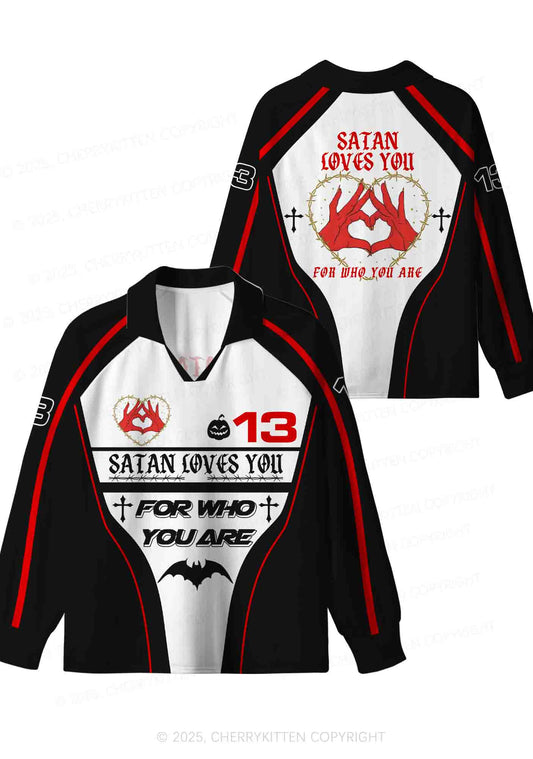 Halloween Custom Satan Loves Y2K Sport Long Sleeve Jersey Shirts Cherrykitten