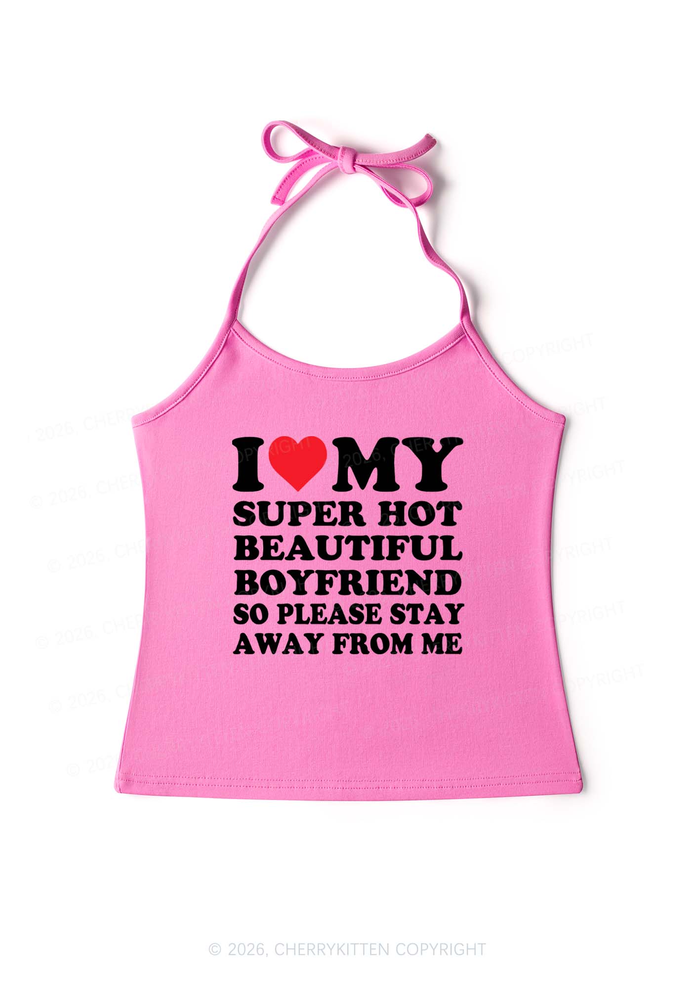 My Super Hot Boyfriend Y2K Halter Neck Cami Cherrykitten