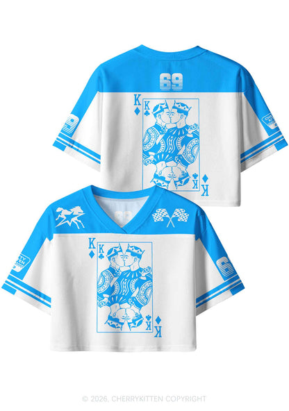 Blue Gay King Pride Y2K Crop Sport Jersey Shirts Cherrykitten