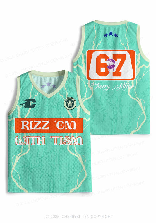Custom Rizz Em With The Tism Y2K Sport Jersey Tank Cherrykitten