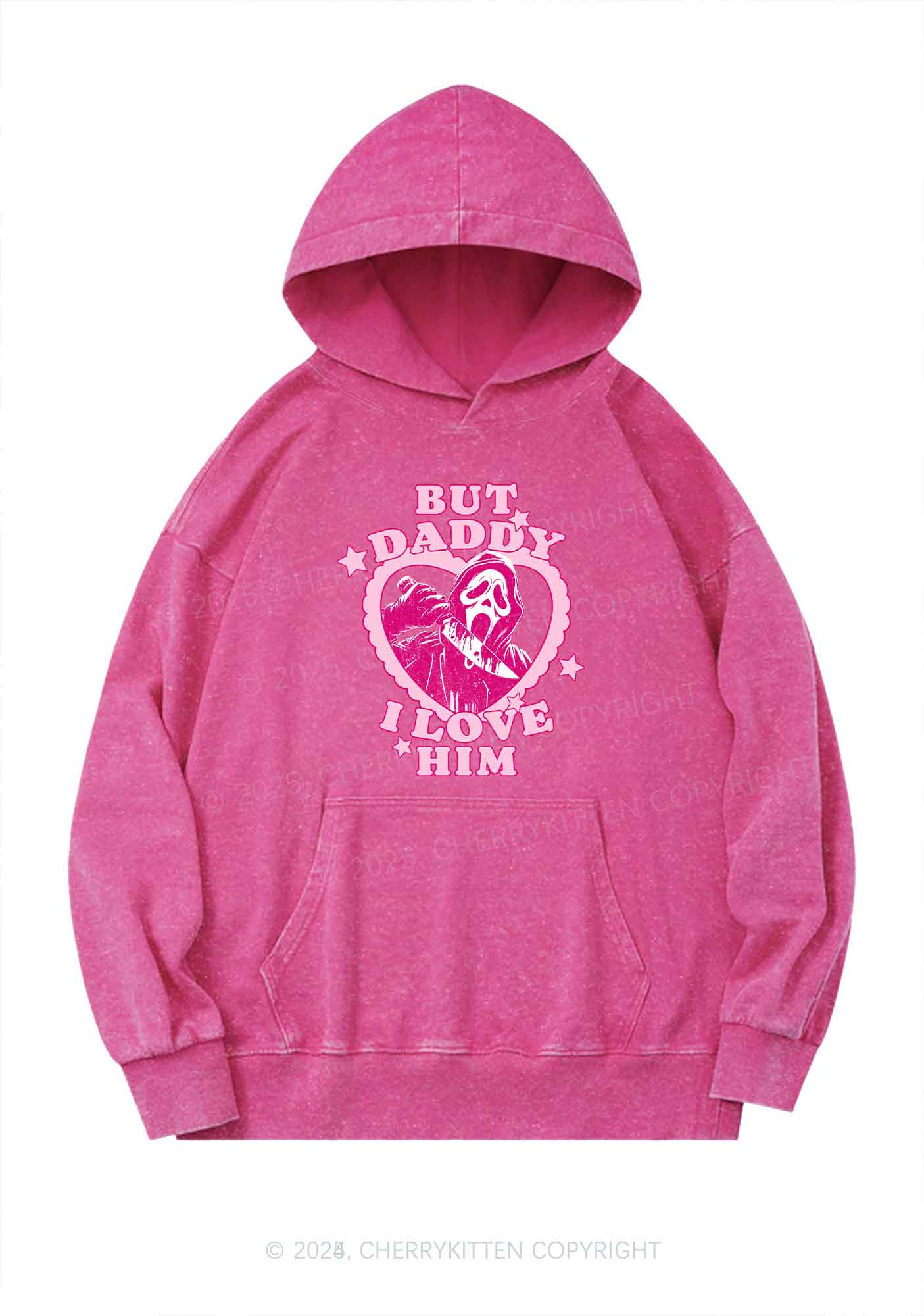 Halloween Daddy Love Horror Y2K Washed Hoodie Cherrykitten