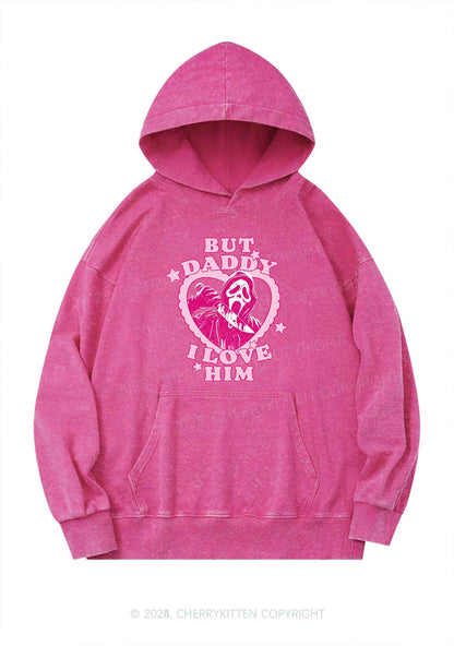 Halloween Daddy Love Horror Y2K Washed Hoodie Cherrykitten