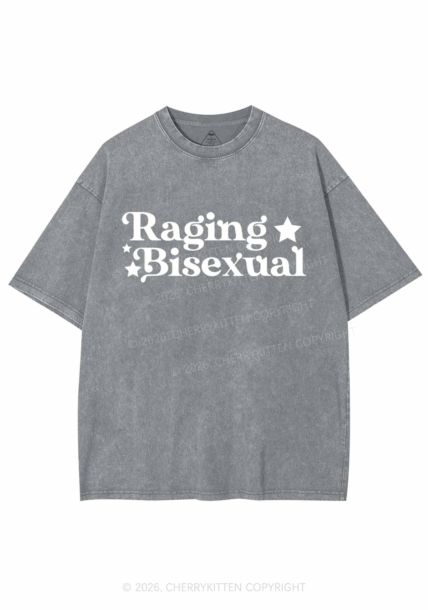 Raging Bisexual Stars Pride Y2K Shirts Washed Tee Cherrykitten