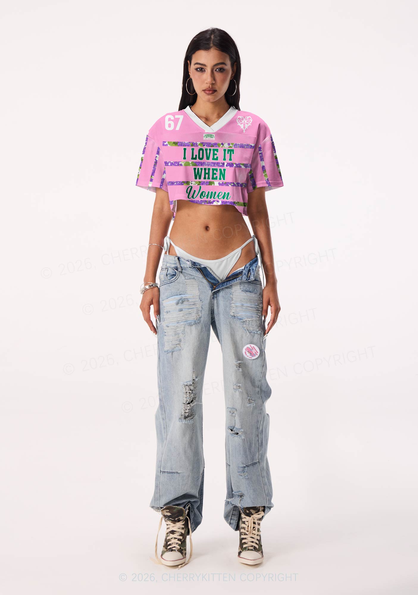 I Love It When Women Pride Y2K Crop Sport Jersey Shirts Cherrykitten