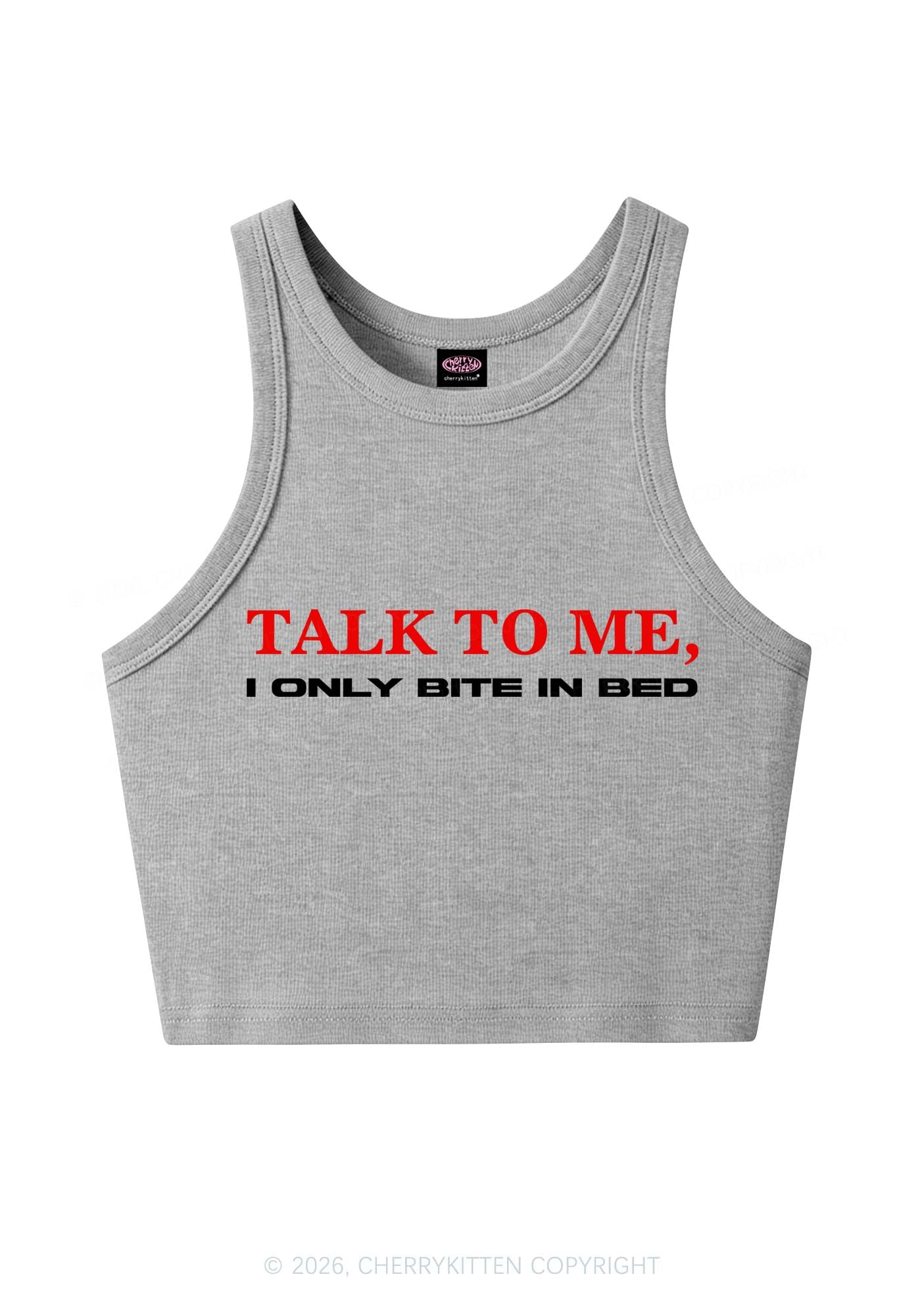 I Only Bite In Bed Y2K Crop Tank Top Cherrykitten