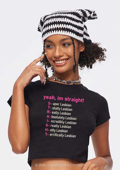 Straight Lesbian Y2K Baby Tee Cherrykitten