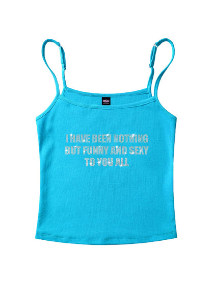 Rhinestone I Have Been Funny Y2K Spaghetti Strap Cami Cherrykitten