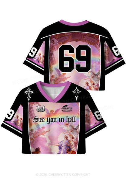 See You In Hell Angel Pride Y2K Crop Sport Jersey Shirts Cherrykitten