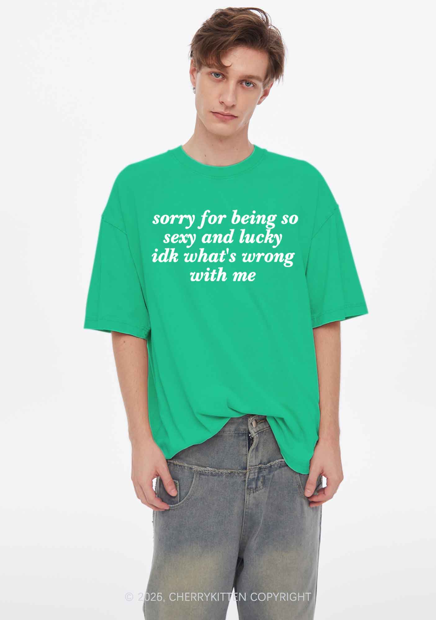 Sorry For Being So Lucky St Patricks Y2K Shirts Washed Tee Cherrykitten
