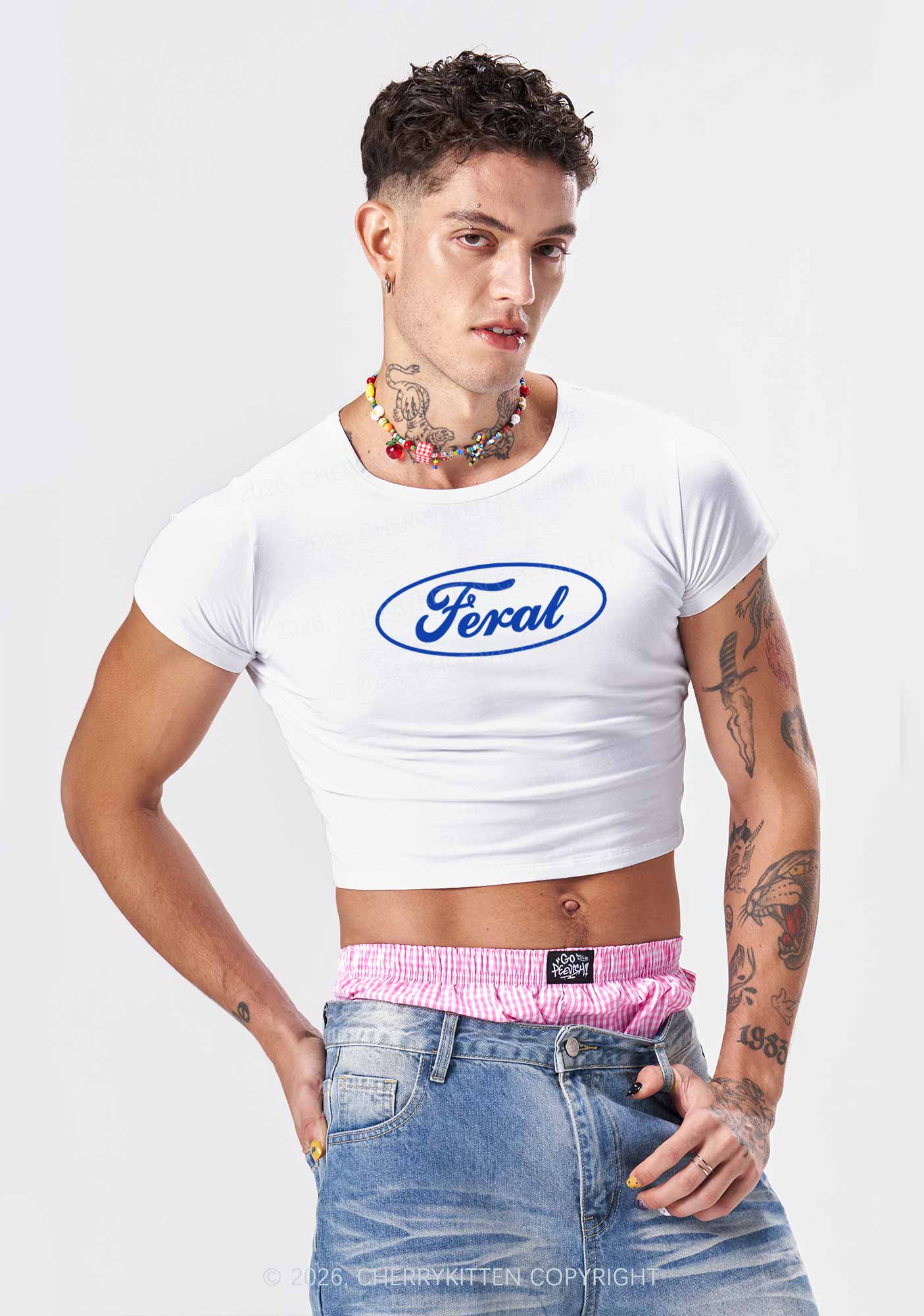 Blue Feral Y2K Baby Tee Cherrykitten
