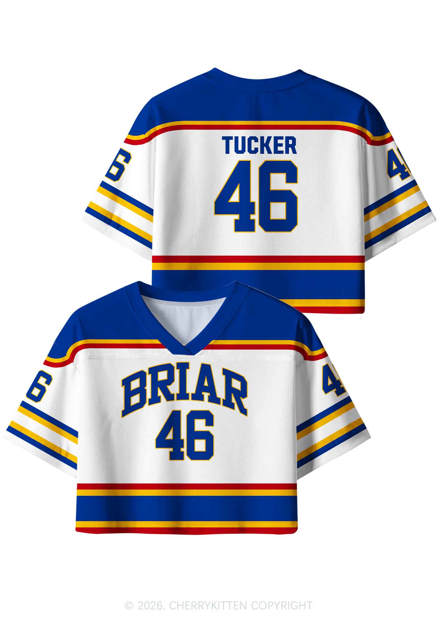 Retro White Hockey Team JT Y2K Crop Sport Jersey Shirts Cherrykitten