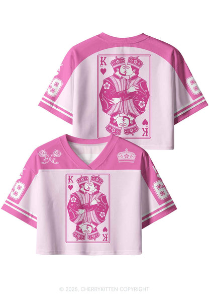 Pink Floral Two Kings Pride Y2K Crop Sport Jersey Shirts Cherrykitten